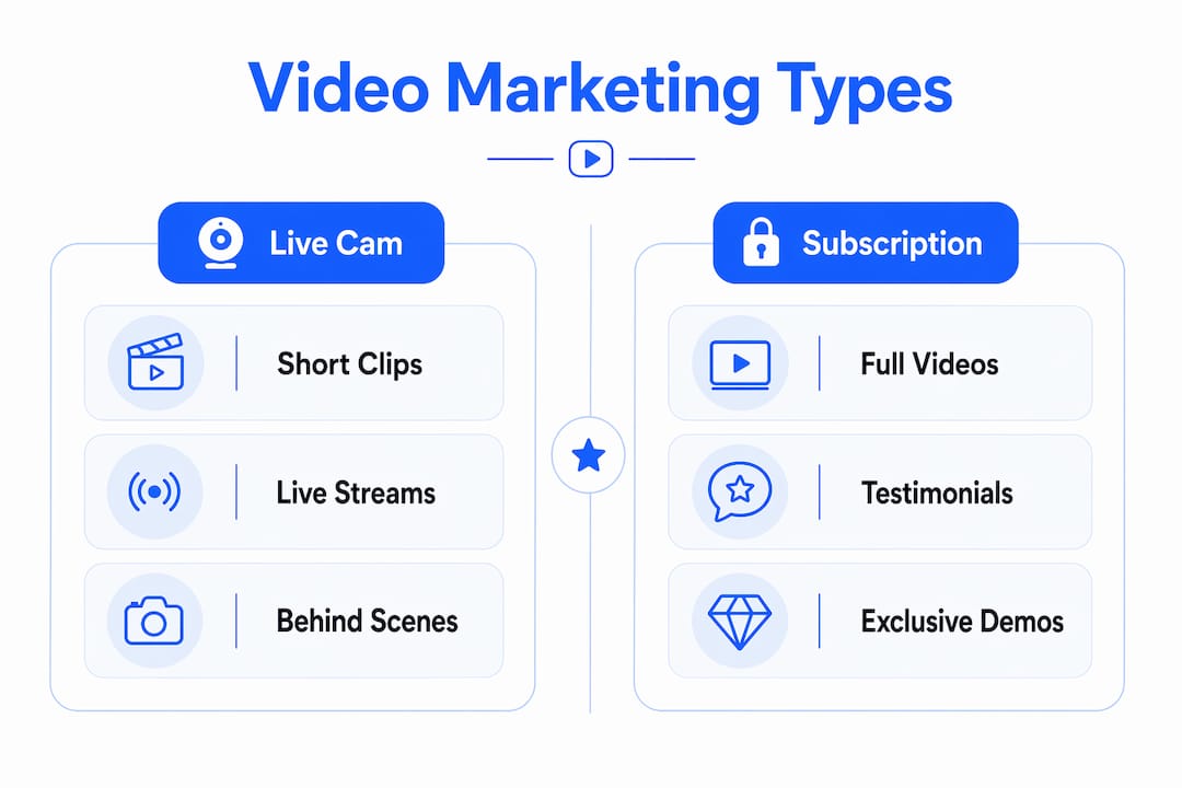 Infographic comparing live cam and subscription video types