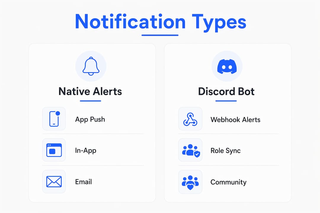 Infographic comparing Fansly native alerts and Discord bot notifications