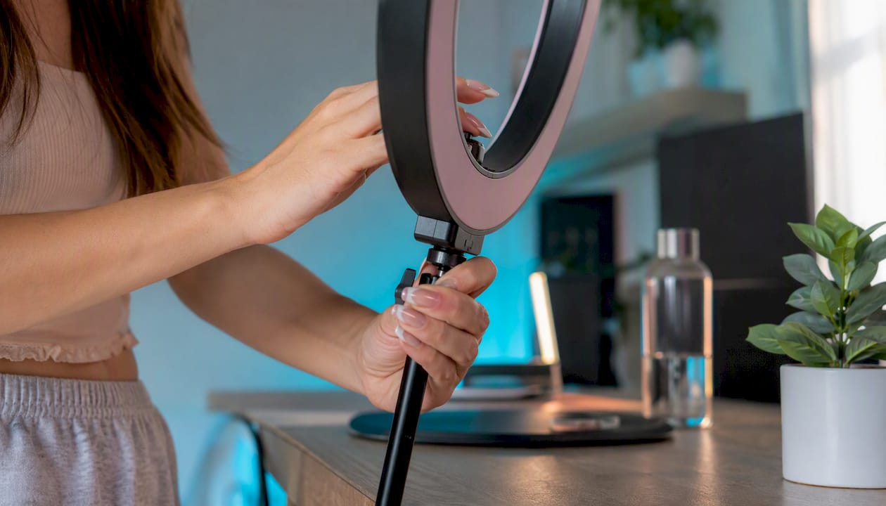 Hands setting up for a behind-the-scenes clip