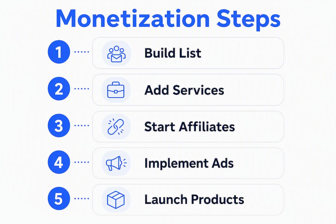 Infographic showing blog monetization steps