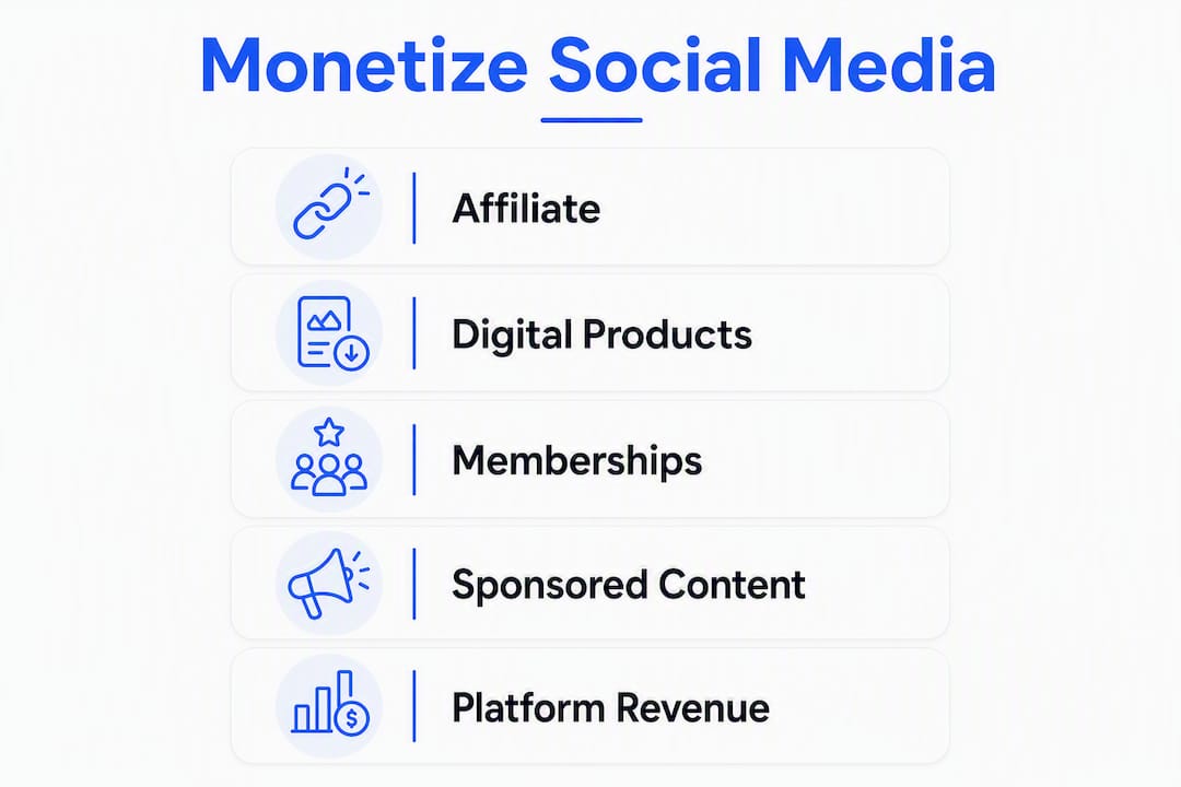 Infographic showing social media monetization steps