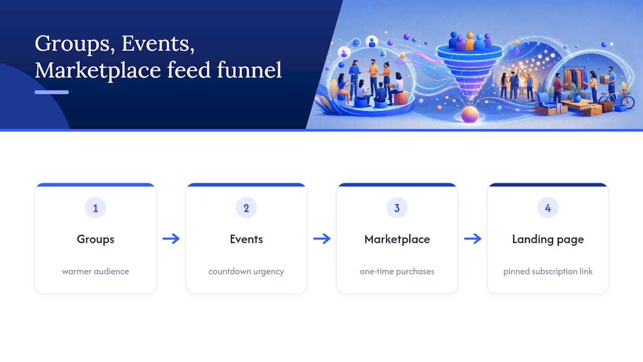 Diagram of Facebook funnel components and conversion flow