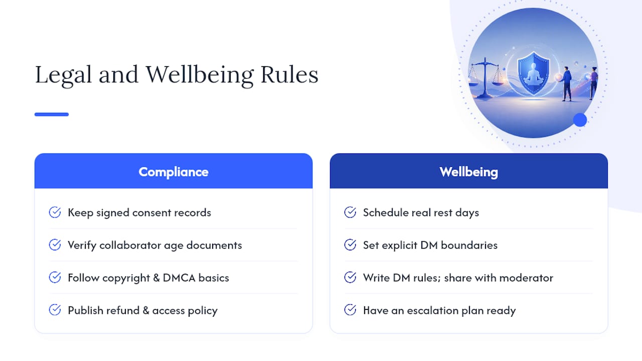 What Legal and Wellbeing Rules Should Every Creator Follow? — overview diagram