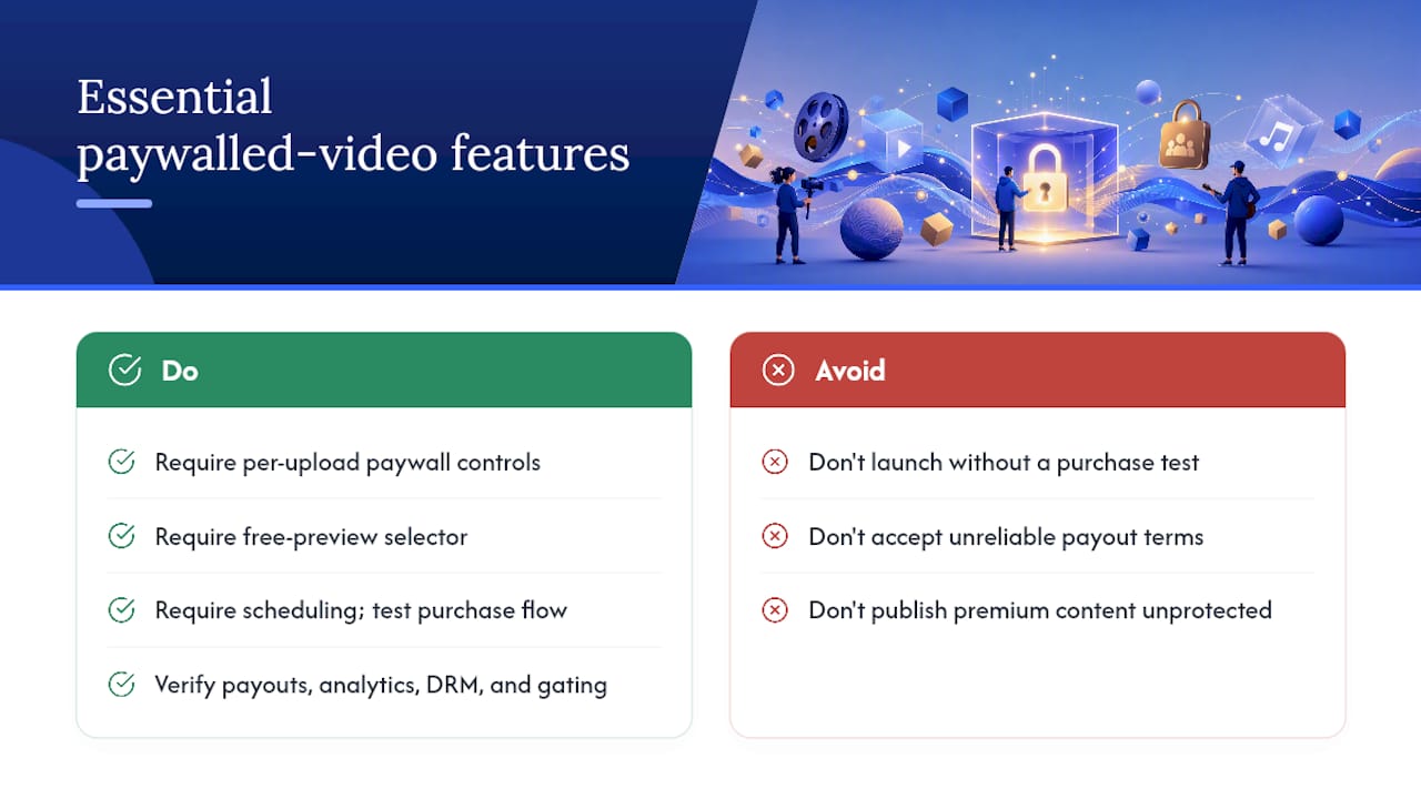 What platform features do you actually need to host paywalled videos? — overview diagram