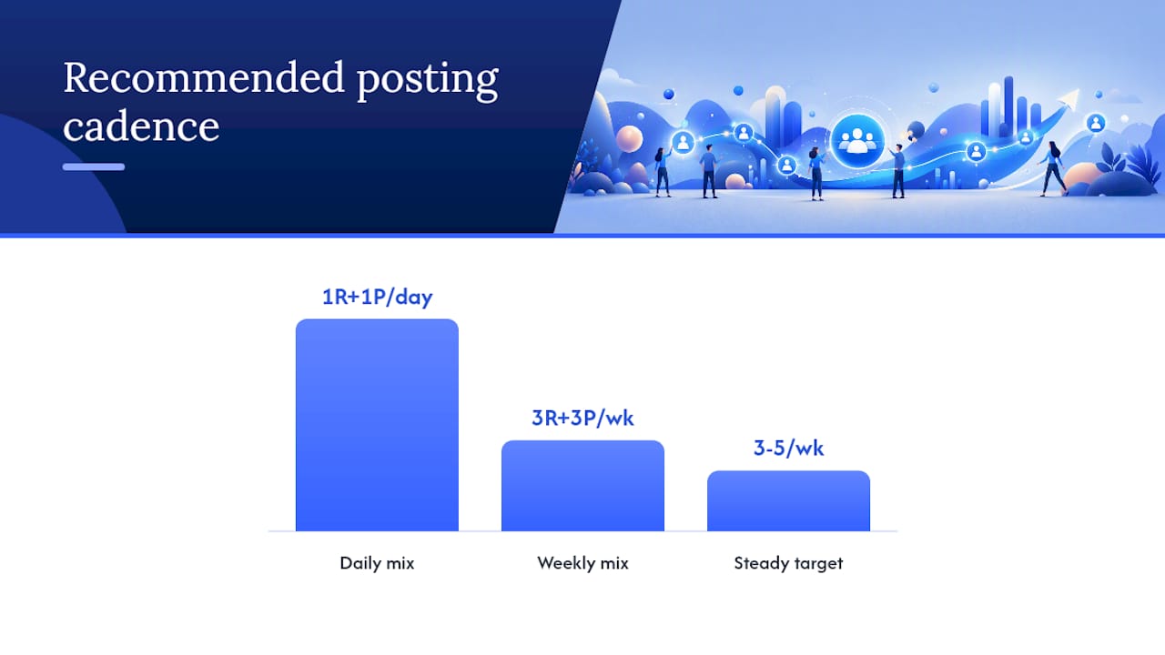 Diagram of posting frequency and content mix for growth