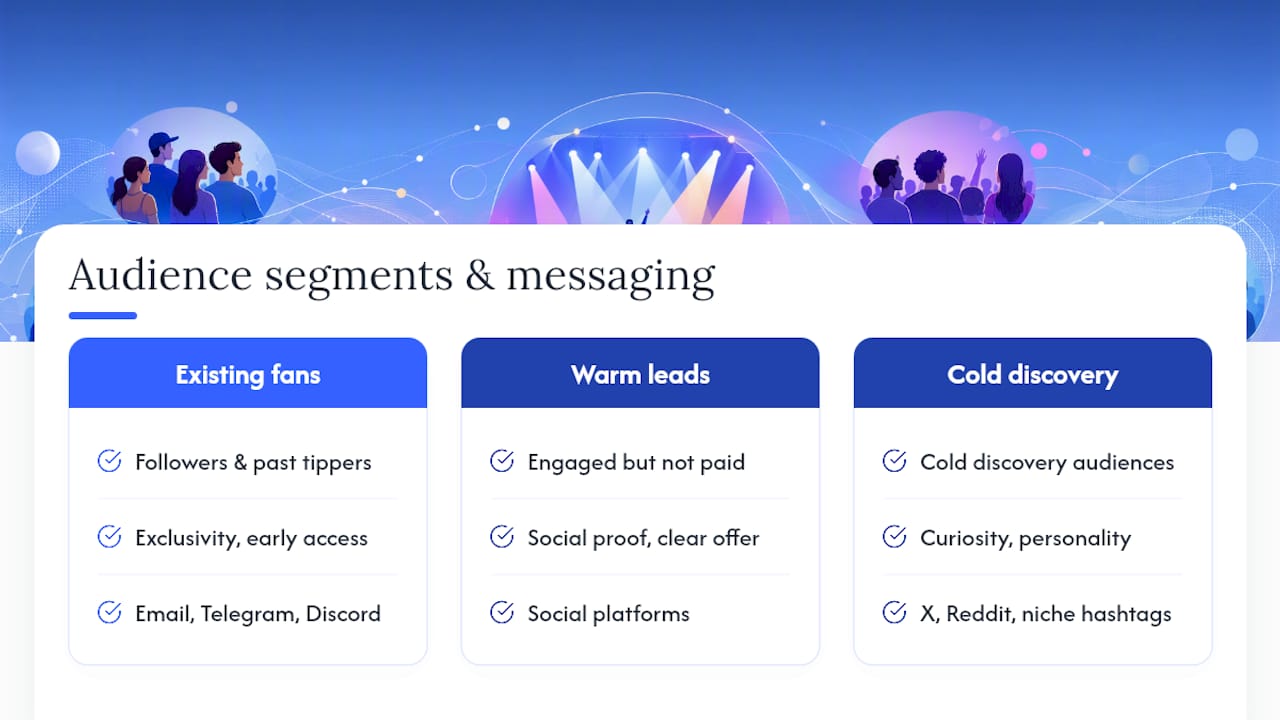 Diagram of audience segments with messaging types