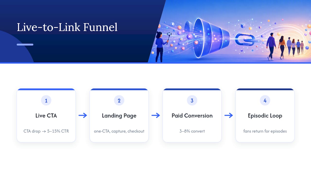 Live stream funnel with click and conversion rates