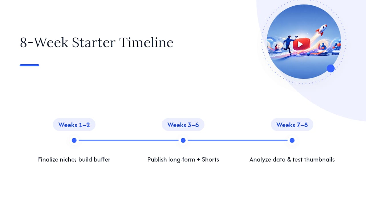Eight-week YouTube Shorts growth timeline