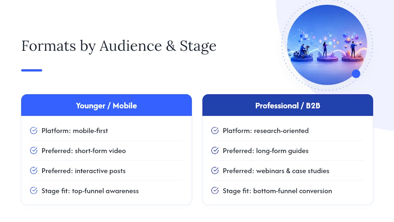 Choosing Formats Based on Who You're Actually Talking To — overview diagram