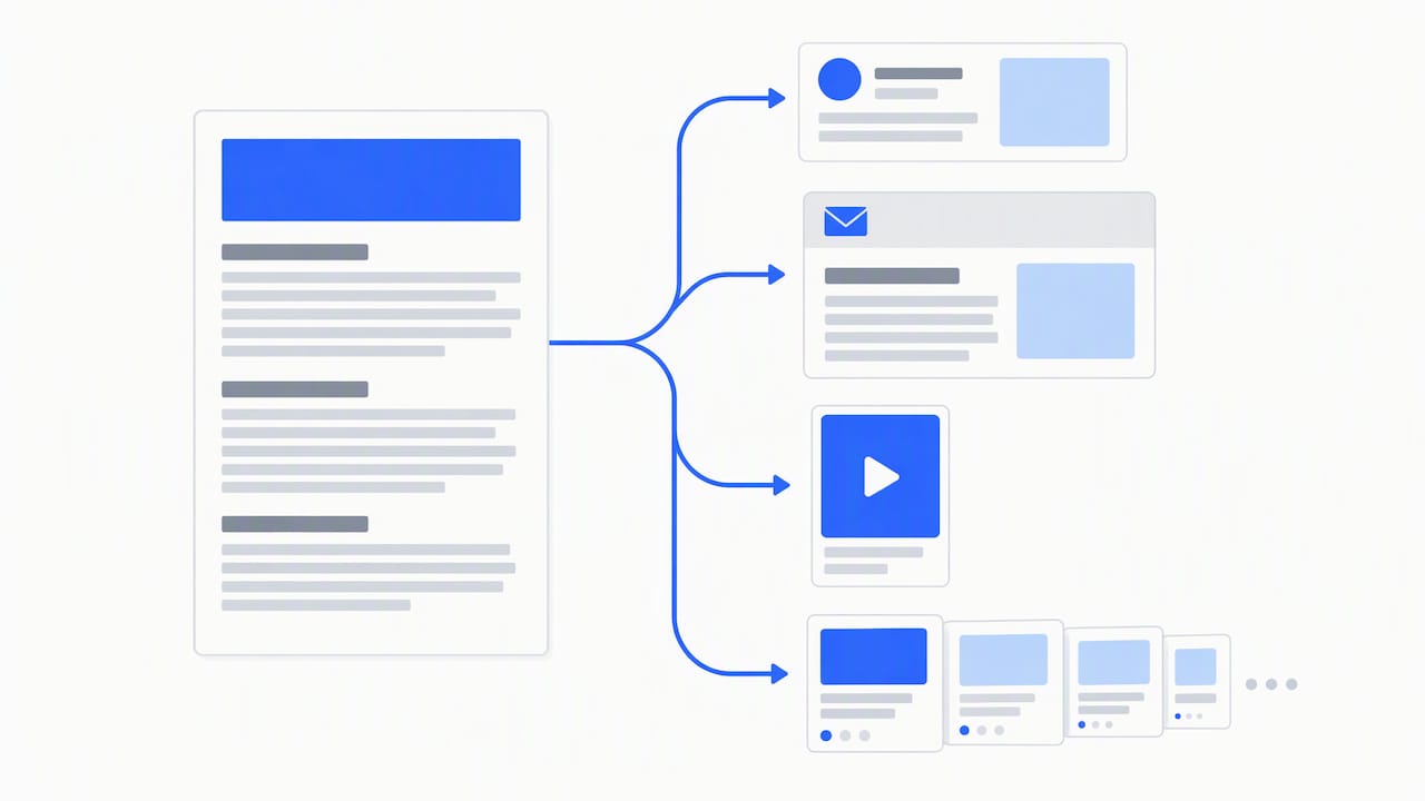 One article branching into several content formats