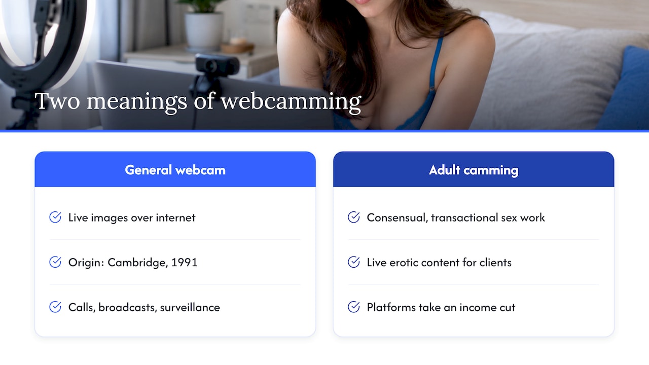 The two meanings of webcamming — overview diagram